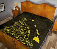 Rays Hawaii Map Polynesian Premium Quilt - Yellow - Polynesian Pride