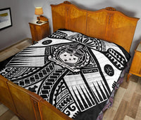 Samoa Polynesian Premium Quilt - Samoa White Seal with Polynesian Tattoo - Polynesian Pride