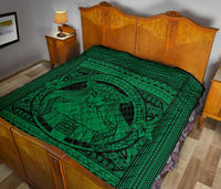 Hawaii Polynesian Pele Kanaka Premium Quilt Green - Polynesian Pride