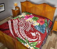 Papua New Guinea Polynesian Premium Quilt - Summer Plumeria (Red) - Polynesian Pride