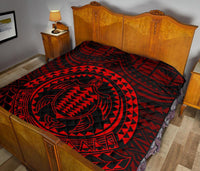 Hawaiian Kakau Honu Arc Red Polynesian Premium Quilt - Polynesian Pride