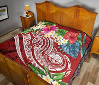 FSM Polynesian Premium Quilt - Summer Plumeria (Red) - Polynesian Pride