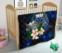 Samoa Polynesian Premium Quilt - Turtle With Plumeria Flowers - Polynesian Pride