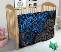 Guam Polynesian Premium Quilt - Blue Turtle Flowing - Polynesian Pride