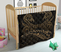 Aotearoa Premium Quilt Gold Maori Manaia With Silver Fern - Polynesian Pride