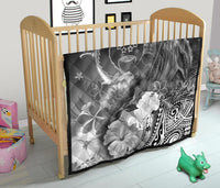 Pohnpei Custom Personalised Premium Quilt - Humpback Whale with Tropical Flowers (White) - Polynesian Pride