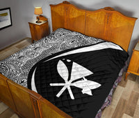 Hawaii Kanaka Polynesian Black And White Premium Quilt - Circle Style - Polynesian Pride