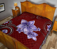 Plumeria Violet Polynesia Red Premium Quilt - Polynesian Pride