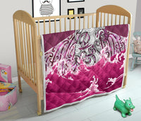 Maori Manaia The Blue Sea Premium Quilt, Pink - Polynesian Pride