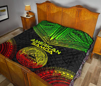 American Samoa Premium Quilt - American Samoa Seal Polynesian Chief Reggae Version - Polynesian Pride