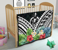 Vanuatu Premium Quilt - Vanuatu Coat of Arms & Polynesian Tropical Flowers White - Polynesian Pride