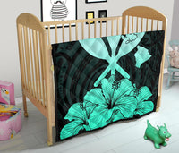 Hawaiian Kanaka Premium Quilt Hibiscus Polynesian Love Turquoise - Polynesian Pride