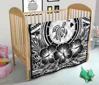 Hawaii Premium Quilt - Hawaii Map Honu Hibiscus White Polynesian Premium Quilt - Polynesian Pride