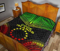 Cook Islands Premium Quilt - Cook Islands Flag Polynesian Chief Reggae Version - Polynesian Pride