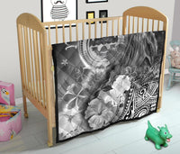 Federated States of Micronesia Custom Personalised Premium Quilts - Humpback Whale with Tropical Flowers (White) - Polynesian Pride