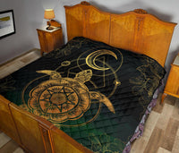 Turtle Hibiscus Golden Galaxy Premium Quilt - Polynesian Pride