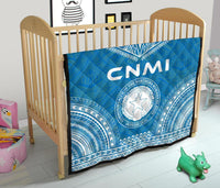 Northern Mariana Islands Premium Quilt - CNMI Seal Polynesian Chief Light Blue Version - Polynesian Pride