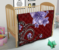 Plumeria Violet Polynesia Red Premium Quilt - Polynesian Pride