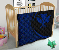 Hawaii Kanaka Polynesian Black And Blue Premium Quilt - Circle Style - Polynesian Pride