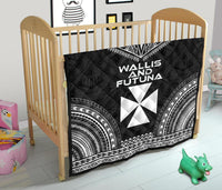 Wallis And Futuna Premium Quilt - Wallis And Futuna Coat Of Arms Polynesian Chief Black Version - Polynesian Pride