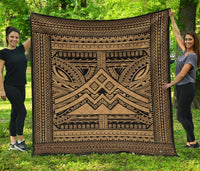 Hawaii Polynesian Mauna Kea Premium Quilt Gold Gold - Polynesian Pride