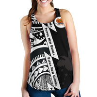 Polynesian Guinea Women's Racerback Tank - Moana Maui Tattoo With Coat Of Arm Guinea White - Polynesian Pride