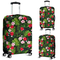 Tropical Flower Mix Luggage Cover White - Polynesian Pride