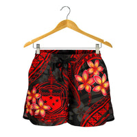 Samoa Polynesian Women Shorts - Red Plumeria - Polynesian Pride