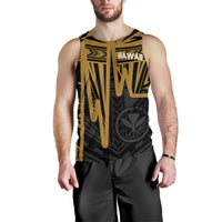 Hawaii Men's Tank Top - Kanaka Maoli With Polynesian Pattern In Heartbeat Style (Gold) - Polynesian Pride