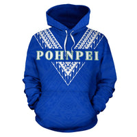 Pohnpei All Over Hoodie Blue Sailor Style - Polynesian Pride