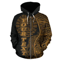 Tahiti Polynesian Custom Zip up Hoodie Coconut Gold - Polynesian Pride