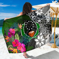 Pohnpei Sarong - Turtle Plumeria Banana Leaf Sarong One Size Black - Polynesian Pride
