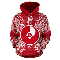 Yap Polynesian ll Over Hoodie Map Red White - Polynesian Pride