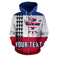 Hawaii Flag Polynesian Custom Zipper Hoodie Line Style - Polynesian Pride