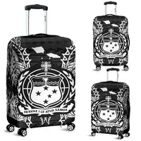 Samoa Polynesian Luggage Covers Map Black Black - Polynesian Pride