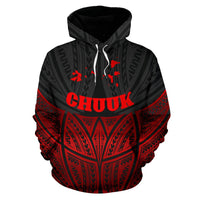 Chuuk Polynesian Hoodie Red Black Pride Map nd Seal - Polynesian Pride