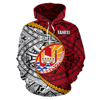 Tahiti Polynesian Rugby Hoodie Unisex Red - Polynesian Pride