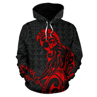 Polynesian Kakau Helmet Weapon Red Kanaka Warrior Hoodie - Polynesian Pride
