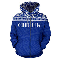 Chuuk State All Over Zip up Hoodie Federated States of Micronesia - Polynesian Pride