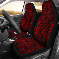 Hawaii Car Seat Covers - Turtle Polynesian Tattoo Red Universal Fit Red - Polynesian Pride