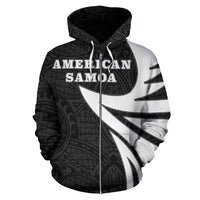 American Samoa Polynesian Zip up Hoodie Warrior Style - Polynesian Pride