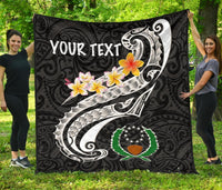 Pohnpei Custom Personalised Premium Quilt - Pohnpei Seal Polynesian Patterns Plumeria (Black) - Polynesian Pride