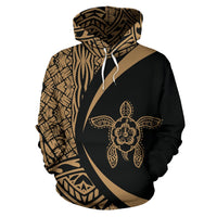 Hawaii Turtle Polynesian Hoodie Circle Style Golden Color - Polynesian Pride
