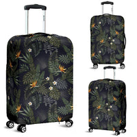 Tropical Leaves And Flowers In The Night Style Luggage Cover White - Polynesian Pride