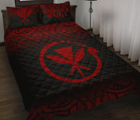 Hawaii Quilt Bed Set - Kanaka Maoli Polynesian Tattoo Black Fog Style Red Version - Polynesian Pride