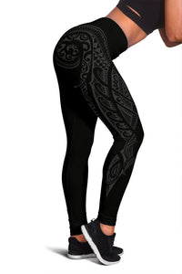 Hawaii State Tattoo Swirly Gray Polynesian Women's Leggings Grey - Polynesian Pride
