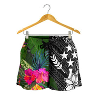 Kosrae Women Shorts - Turtle Plumeria Banana Leaf - Polynesian Pride