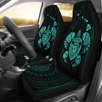 Hawaii Turtle Hibicus Map Car Seat Covers - Turquoise - Polynesian Pride