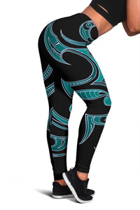 Hawaii Tribal Polynesian Tribal Women's Leggings - Turquoise - Juno Style - AH Turquoise - Polynesian Pride