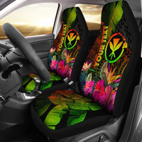 Polynesian Hawaii Kanaka Maoli Polynesian Personalised Car Seat Covers - Hibiscus and Banana Leaves Universal Fit Reggae - Polynesian Pride